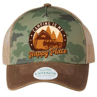 Camping Is My Happy Place Retro Legacy Tie Dye Trucker Hat