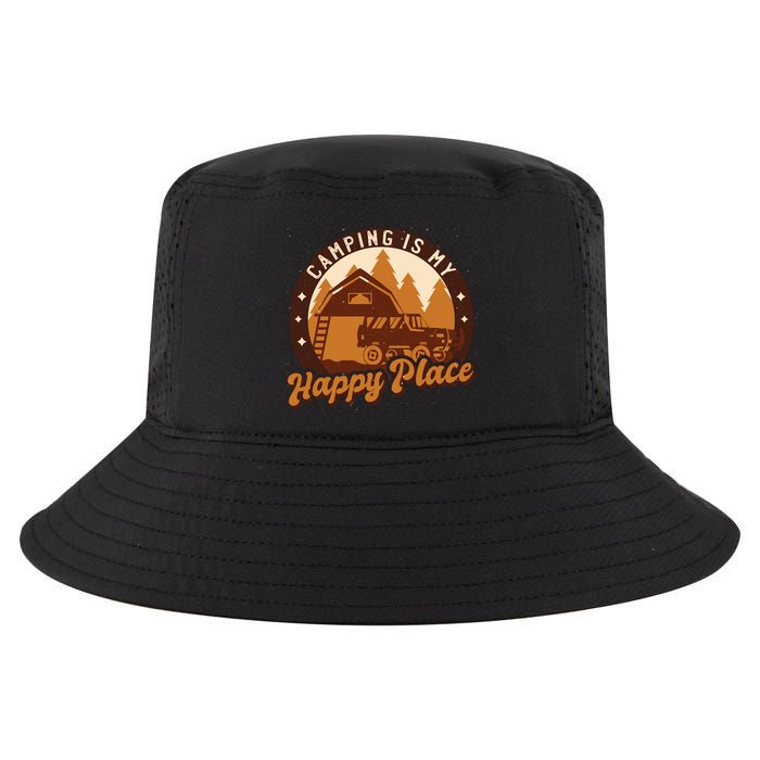 Camping Is My Happy Place Retro Cool Comfort Performance Bucket Hat