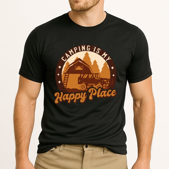 Camping Is My Happy Place Retro Cooling Performance Crew T-Shirt