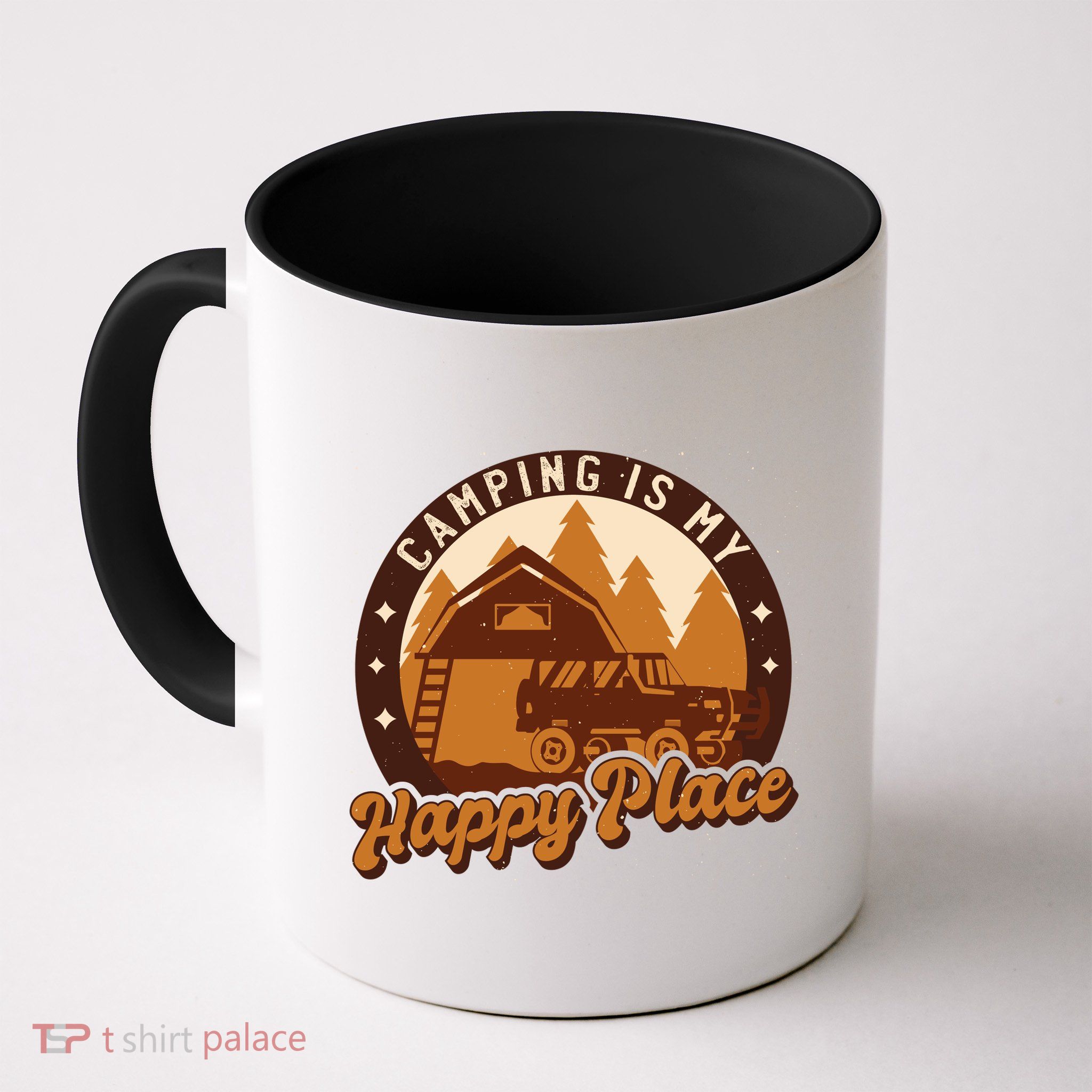 Camping Is My Happy Place Retro Mug