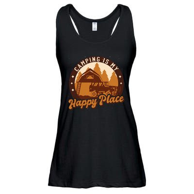 Camping Is My Happy Place Retro Ladies Essential Flowy Tank