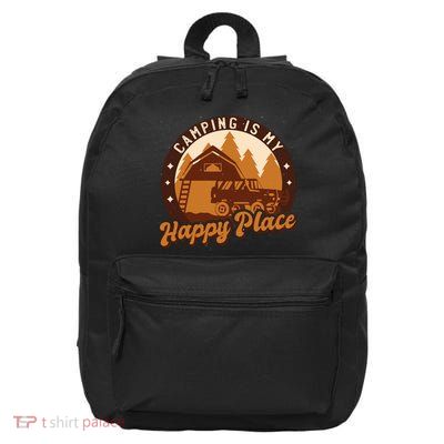 Camping Is My Happy Place Retro 16 in Basic Backpack