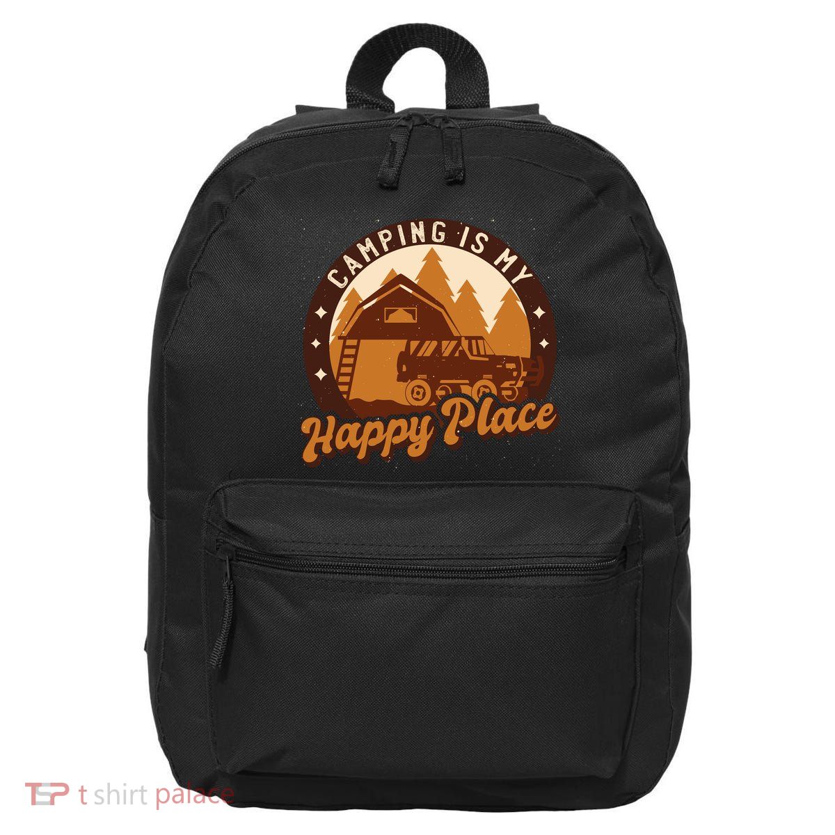 Camping Is My Happy Place Retro 16 in Basic Backpack