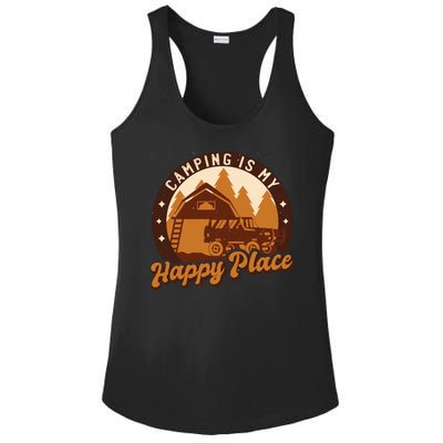 Camping Is My Happy Place Retro Ladies PosiCharge Competitor Racerback Tank