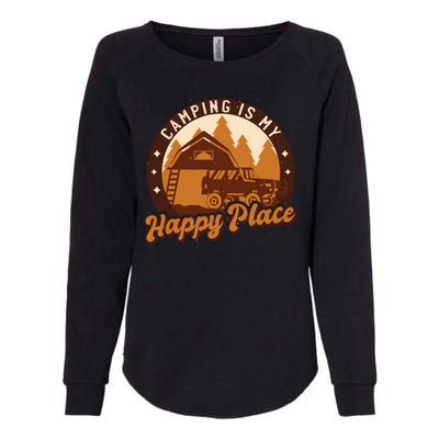 Camping Is My Happy Place Retro Womens California Wash Sweatshirt