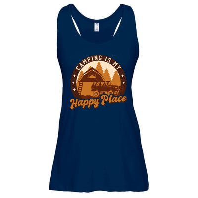 Camping Is My Happy Place Retro Ladies Essential Flowy Tank