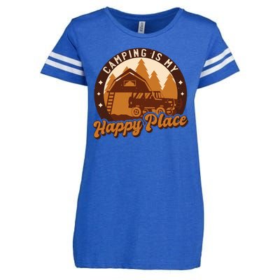 Camping Is My Happy Place Retro Enza Ladies Jersey Football T-Shirt