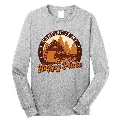 Camping Is My Happy Place Retro Long Sleeve Shirt
