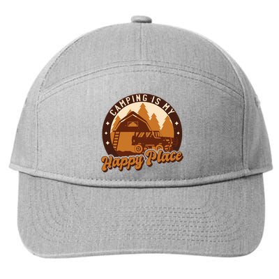 Camping Is My Happy Place Retro 7-Panel Snapback Hat
