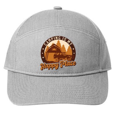 Camping Is My Happy Place Retro 7-Panel Snapback Hat