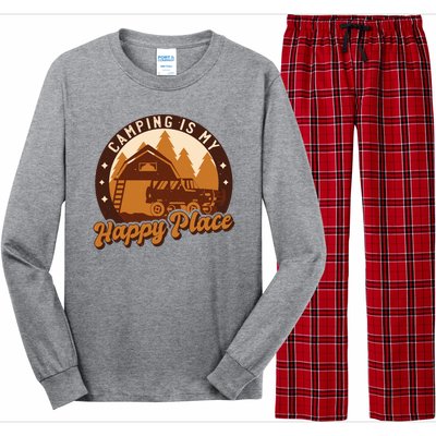 Camping Is My Happy Place Retro Long Sleeve Pajama Set