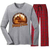 Camping Is My Happy Place Retro Women's Long Sleeve Flannel Pajama Set 