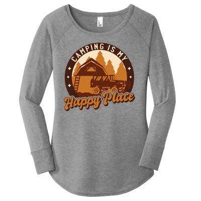 Camping Is My Happy Place Retro Women's Perfect Tri Tunic Long Sleeve Shirt