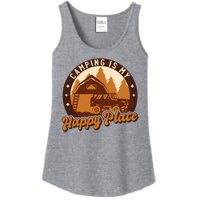 Camping Is My Happy Place Retro Ladies Essential Tank