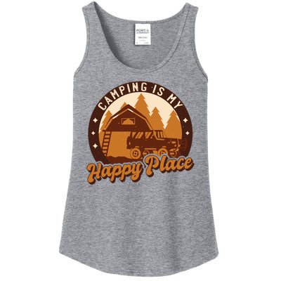 Camping Is My Happy Place Retro Ladies Essential Tank