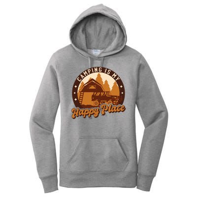 Camping Is My Happy Place Retro Women's Pullover Hoodie