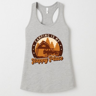 Camping Is My Happy Place Retro Womens Tank Top