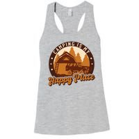 Camping Is My Happy Place Retro Women's Racerback Tank