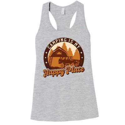 Camping Is My Happy Place Retro Women's Racerback Tank