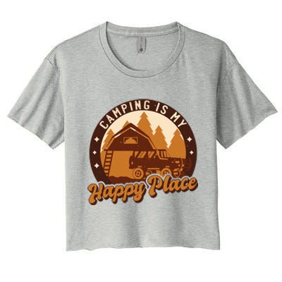 Camping Is My Happy Place Retro Women's Crop Top Tee