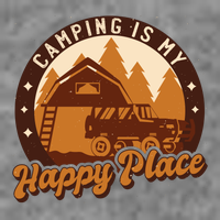 Camping Is My Happy Place Retro Cropped Pullover Crew