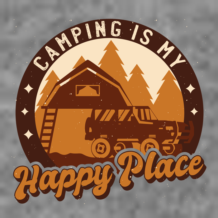 Camping Is My Happy Place Retro Cropped Pullover Crew