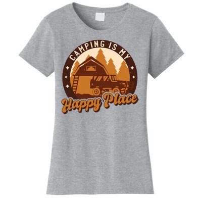 Camping Is My Happy Place Retro Women's T-Shirt