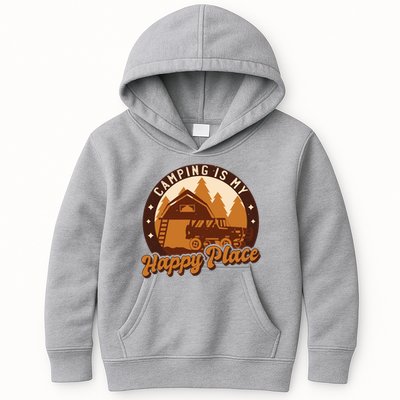 Camping Is My Happy Place Retro Kids Hoodie