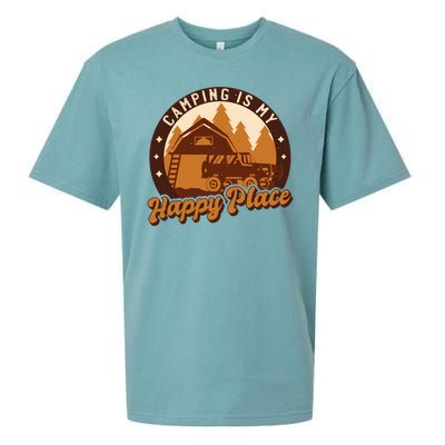 Camping Is My Happy Place Retro Sueded Cloud Jersey T-Shirt