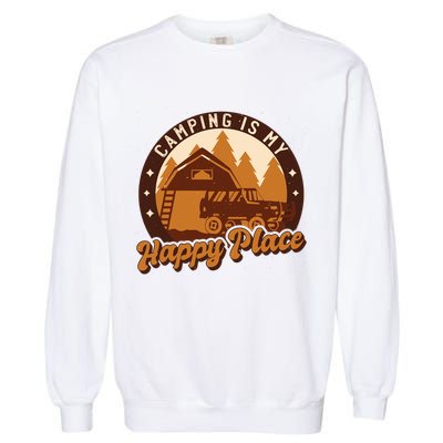 Camping Is My Happy Place Retro Garment-Dyed Sweatshirt