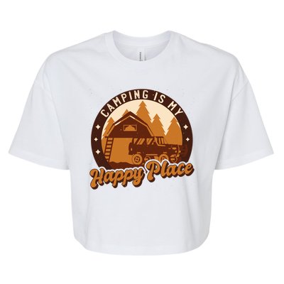 Camping Is My Happy Place Retro Bella+Canvas Jersey Crop Tee