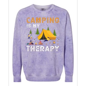 Camping Is My Therapy Funny Camper Colorblast Crewneck Sweatshirt