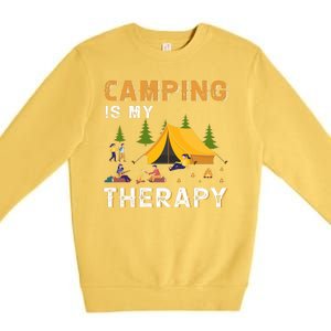 Camping Is My Therapy Funny Camper Premium Crewneck Sweatshirt