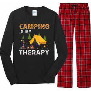 Camping Is My Therapy Funny Camper Long Sleeve Pajama Set