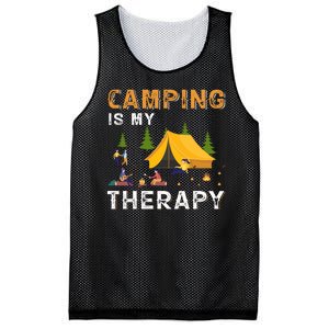 Camping Is My Therapy Funny Camper Mesh Reversible Basketball Jersey Tank