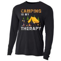 Camping Is My Therapy Funny Camper Cooling Performance Long Sleeve Crew