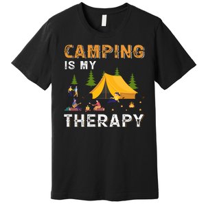 Camping Is My Therapy Funny Camper Premium T-Shirt