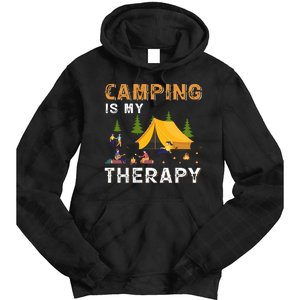 Camping Is My Therapy Funny Camper Tie Dye Hoodie