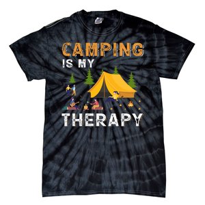 Camping Is My Therapy Funny Camper Tie-Dye T-Shirt