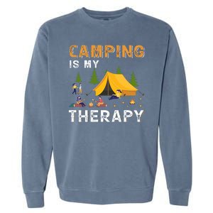 Camping Is My Therapy Funny Camper Garment-Dyed Sweatshirt