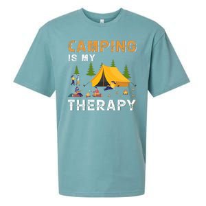 Camping Is My Therapy Funny Camper Sueded Cloud Jersey T-Shirt