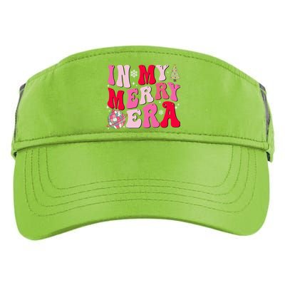 Christmas In My Merry Era Groovy Xmas Holiday Christmas 90s Long Sleeve Adult Drive Performance Visor