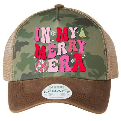 Christmas In My Merry Era Groovy Xmas Holiday Christmas 90s Long Sleeve Legacy Tie Dye Trucker Hat