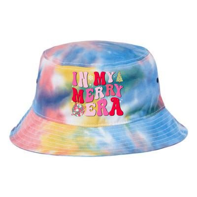 Christmas In My Merry Era Groovy Xmas Holiday Christmas 90s Long Sleeve Tie Dye Newport Bucket Hat