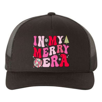 Christmas In My Merry Era Groovy Xmas Holiday Christmas 90s Long Sleeve Yupoong Adult 5-Panel Trucker Hat