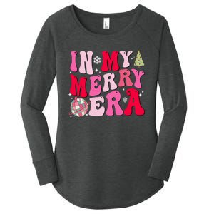 Christmas In My Merry Era Groovy Xmas Holiday Christmas 90s Long Sleeve Women's Perfect Tri Tunic Long Sleeve Shirt