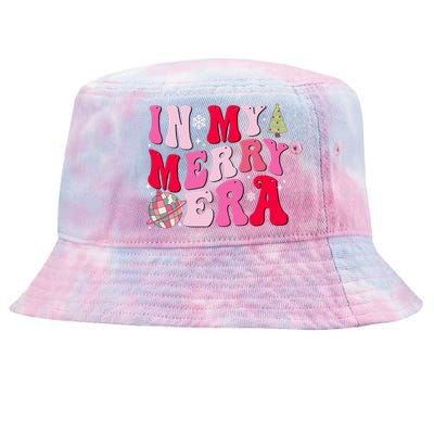 Christmas In My Merry Era Groovy Xmas Holiday Christmas 90s Long Sleeve Tie-Dyed Bucket Hat