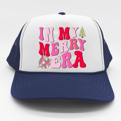 Christmas In My Merry Era Groovy Xmas Holiday Christmas 90s Long Sleeve Trucker Hat