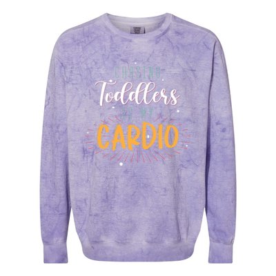 Chasing Is My Cardio Sitter Gift Colorblast Crewneck Sweatshirt