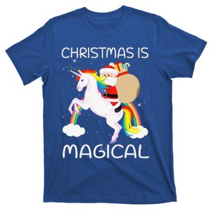 Christmas Is Magical Santa Claus Riding Unicorn Funny Gifts T-Shirt